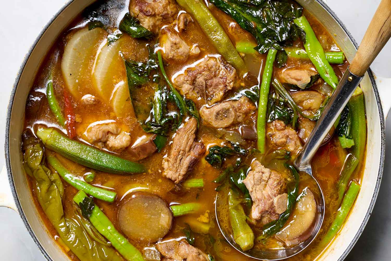 Sinigang na Baboy (Filipino Tamarind Soup with Pork and Vegetables)
